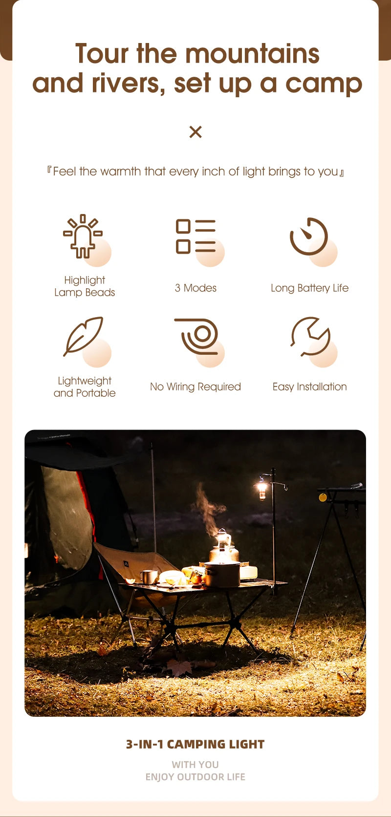 Luz de Camping Multifunción 3 en 1