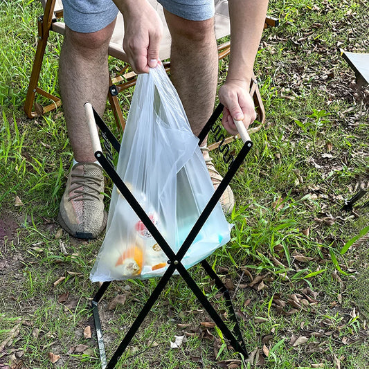 Soporte plegable para bolsas de basura de camping