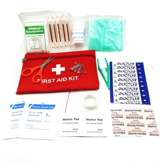 Kit de primeros auxilios 13 en 1 portátil para camping, senderismo y coche