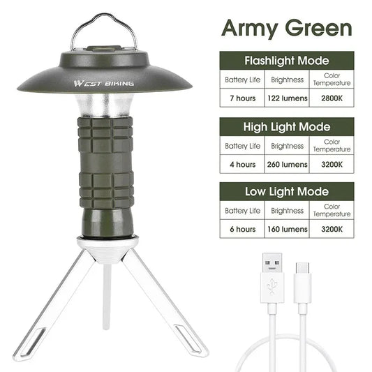 Luz de camping multifunción 3 en 1 recargable