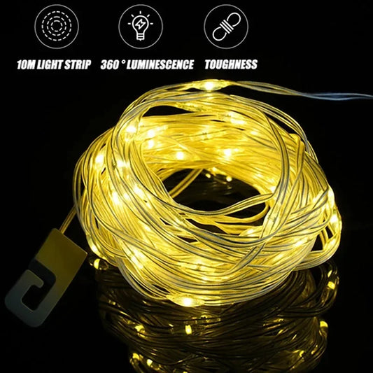 Guirnalda de luces LED solar de 10 metros para camping y tienda de campaña